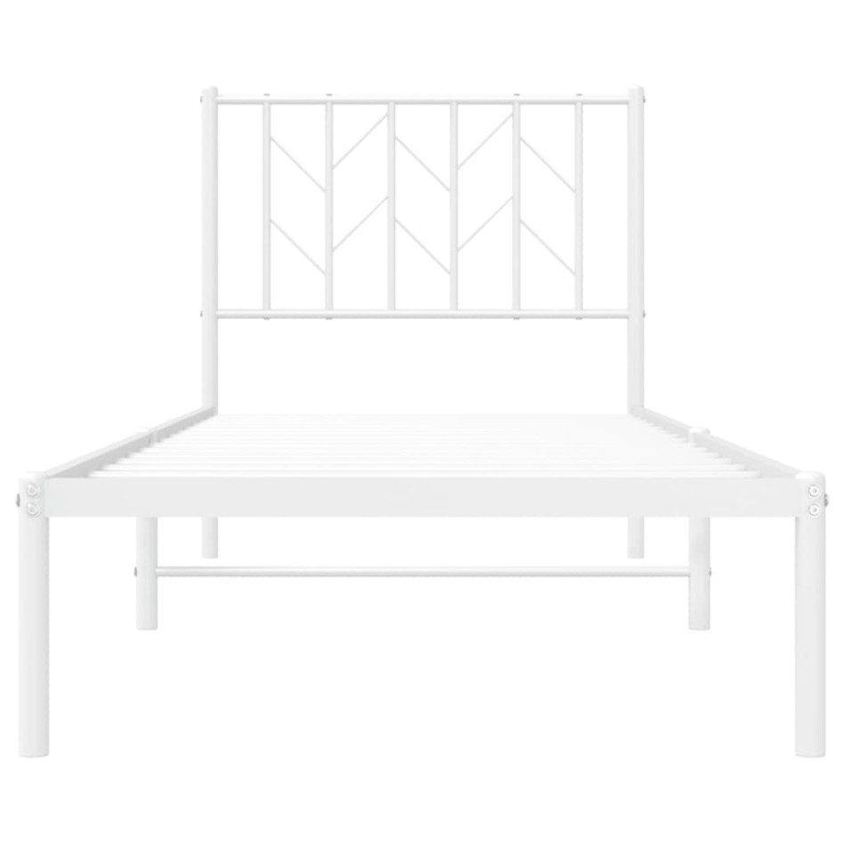 Estructura cama sin colchón con cabecero metal blanco 80x200