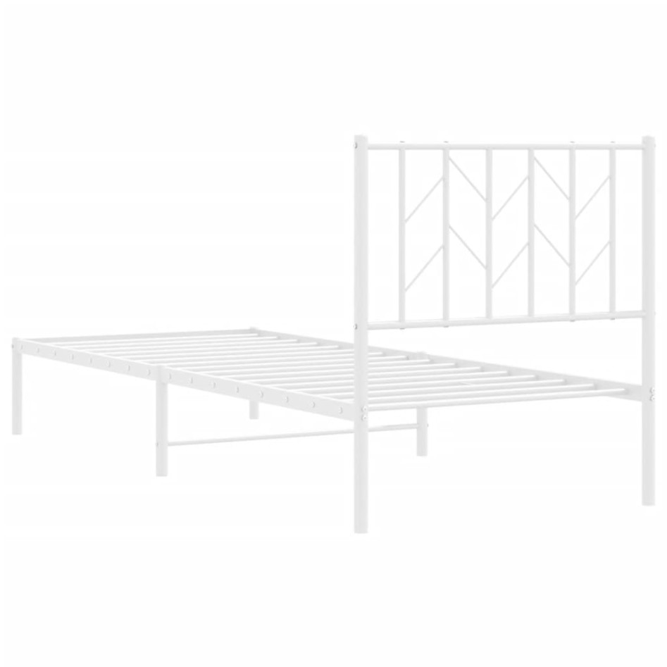Estructura cama sin colchón con cabecero metal blanco 80x200