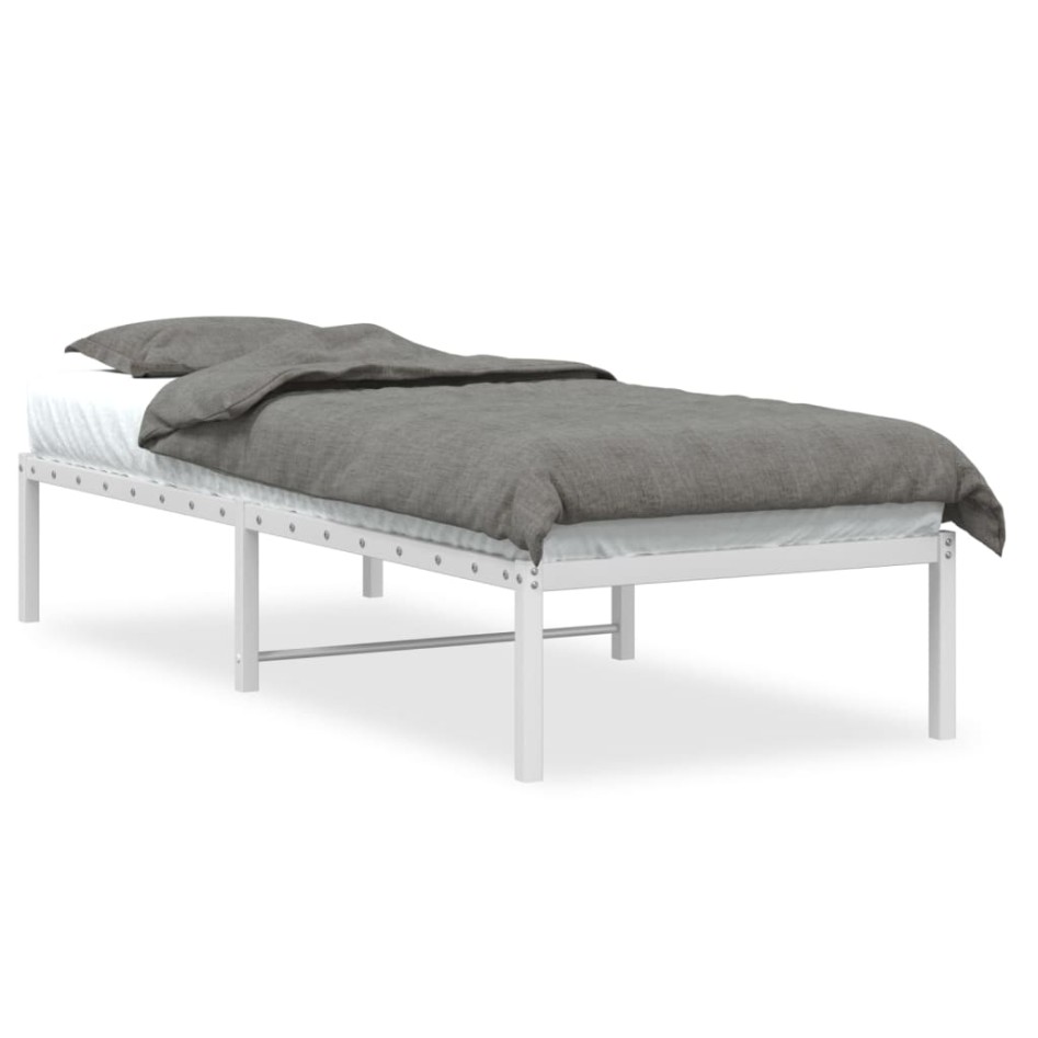 Estructura de cama sin colchón metal blanco 80x200