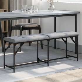 Banco de comedor acero y tela gris claro 124x32x45