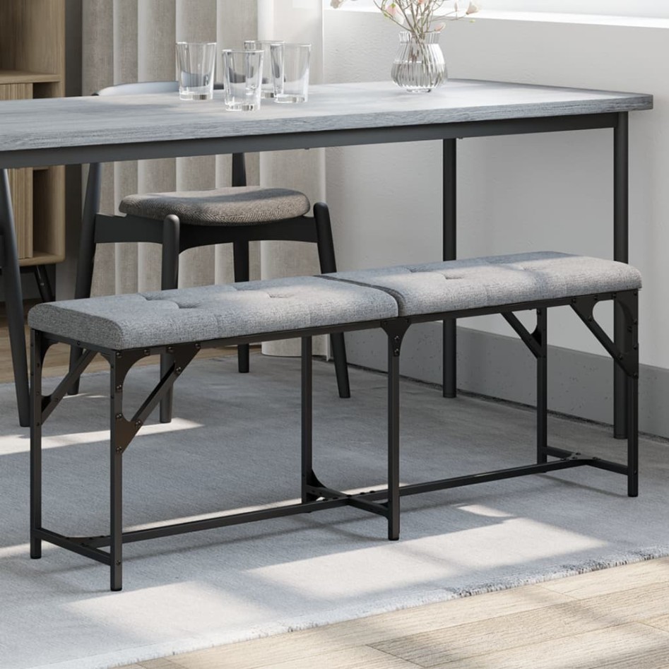 Banco de comedor acero y tela gris claro 124x32x45