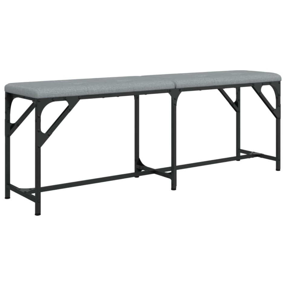 Banco de comedor acero y tela gris claro 124x32x45