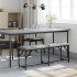 Banco de comedor acero y tela gris claro 124x32x45