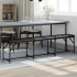 Banco de comedor acero y cuero sintético negro 186x32x45