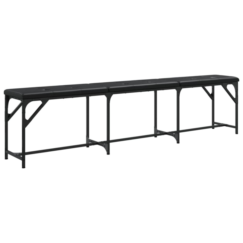 Banco de comedor acero y cuero sintético negro 186x32x45