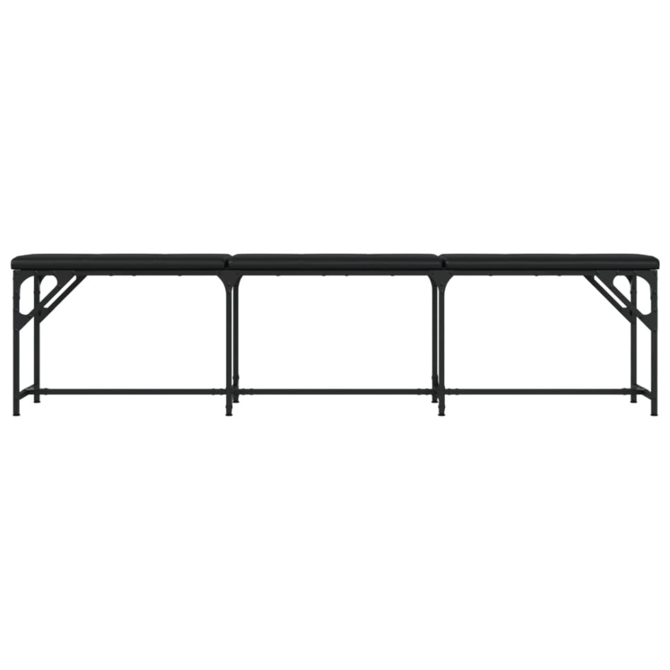 Banco de comedor acero y cuero sintético negro 186x32x45