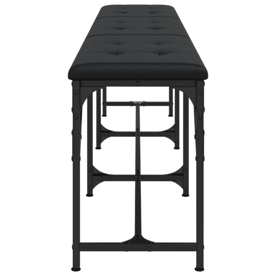 Banco de comedor acero y cuero sintético negro 186x32x45