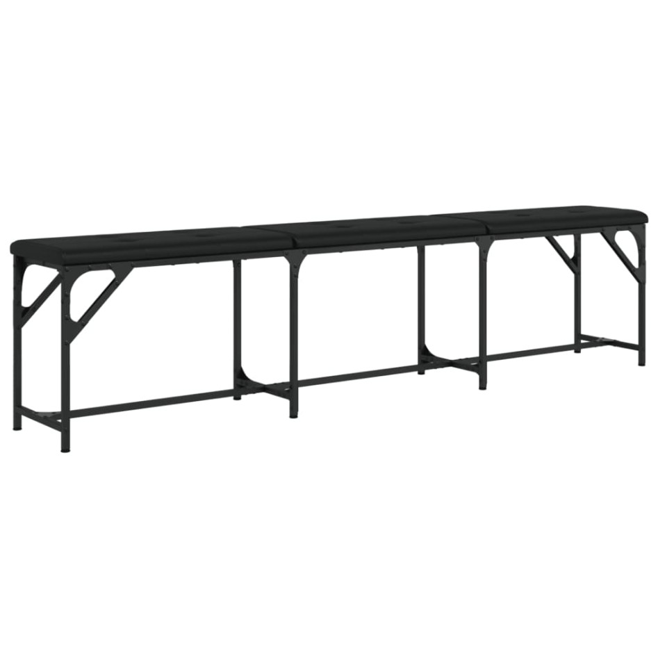 Banco de comedor acero y cuero sintético negro 186x32x45