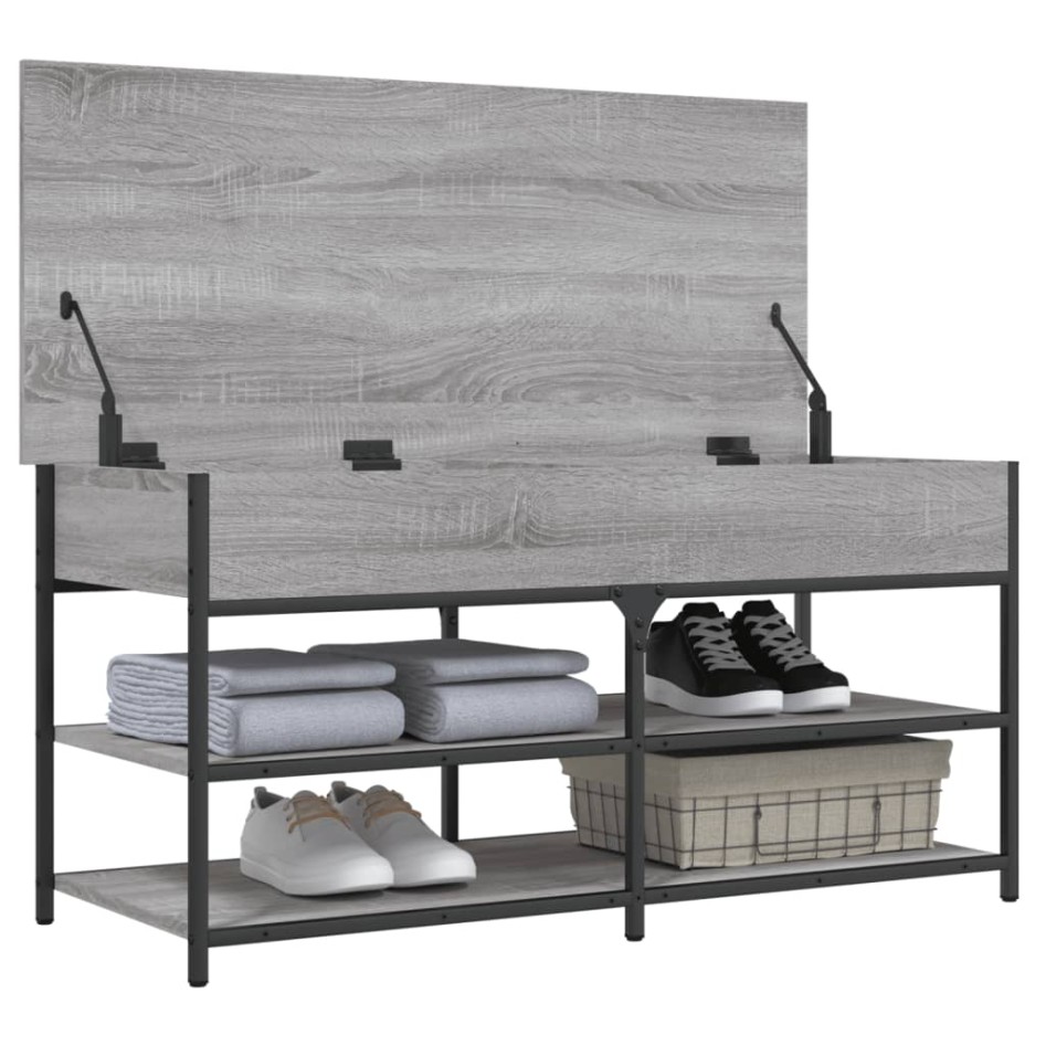 Banco zapatero madera de ingeniería gris Sonoma 100x42,5x50