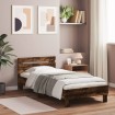 Cama con cabecero madera de ingeniería roble ahumado 90x200 cm