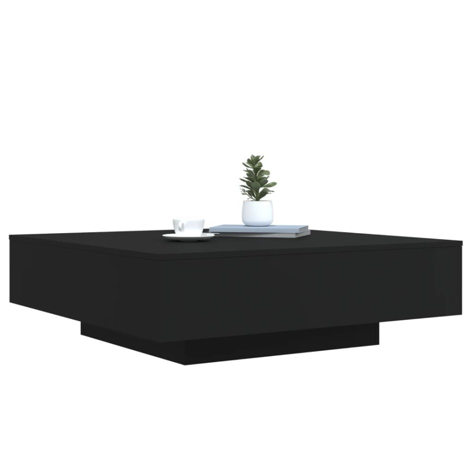 Mesa de centro con luces LED negro 100x100x31