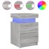 Mesita de noche con luces LED gris Sonoma 35x39x55