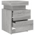 Mesita de noche con luces LED gris Sonoma 35x39x55