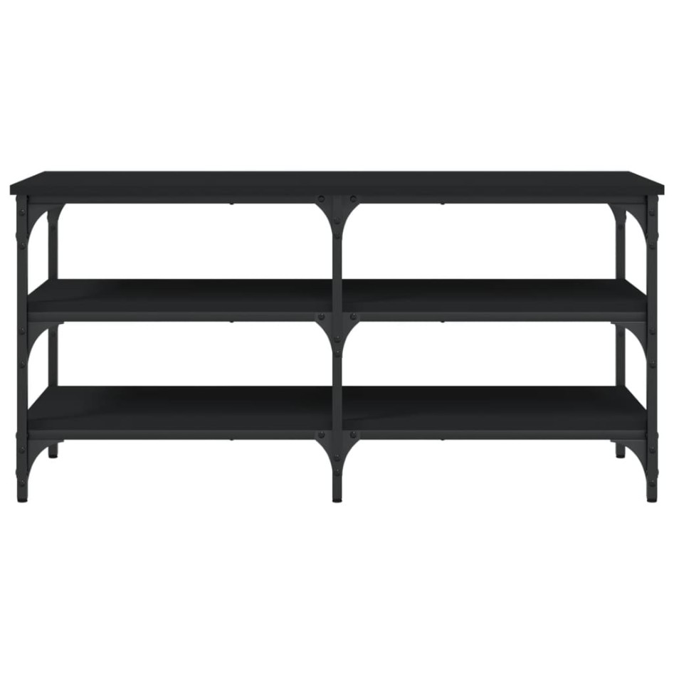 Banco zapatero madera de ingeniería negro 100x38,5x49