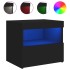 Mesita de noche con luces LED negro 50x40x45