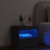 Mesita de noche con luces LED negro 50x40x45