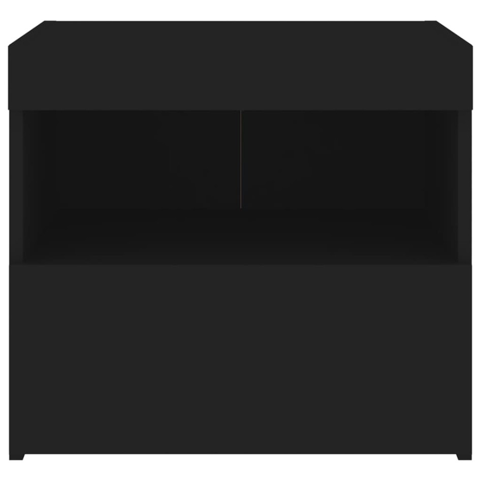 Mesita de noche con luces LED negro 50x40x45