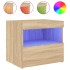 Mesita de noche con luces LED roble Sonoma 50x40x45
