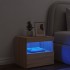 Mesita de noche con luces LED roble Sonoma 50x40x45