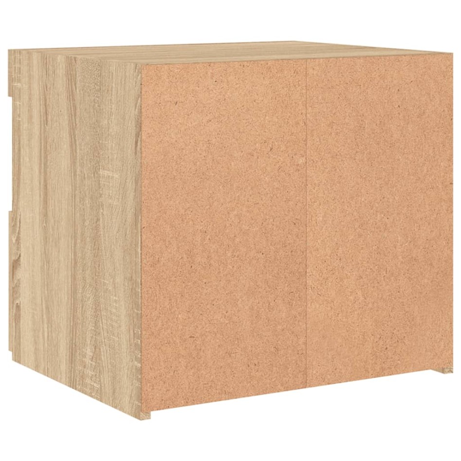 Mesita de noche con luces LED roble Sonoma 50x40x45