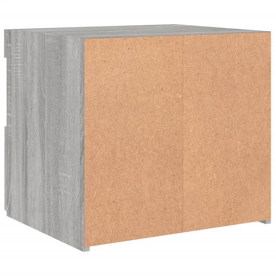 Mesita de noche con luces LED gris Sonoma 50x40x45