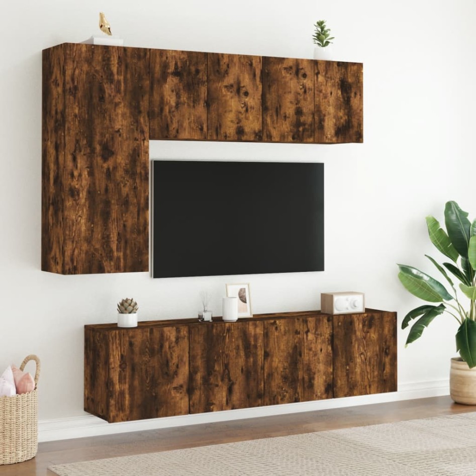 Muebles para TV de pared 2 unidades roble ahumado 60x30x41