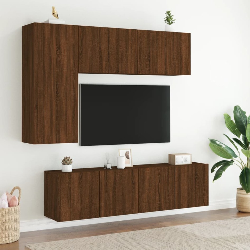 Muebles para TV de pared 2 unidades roble marrón 60x30x41