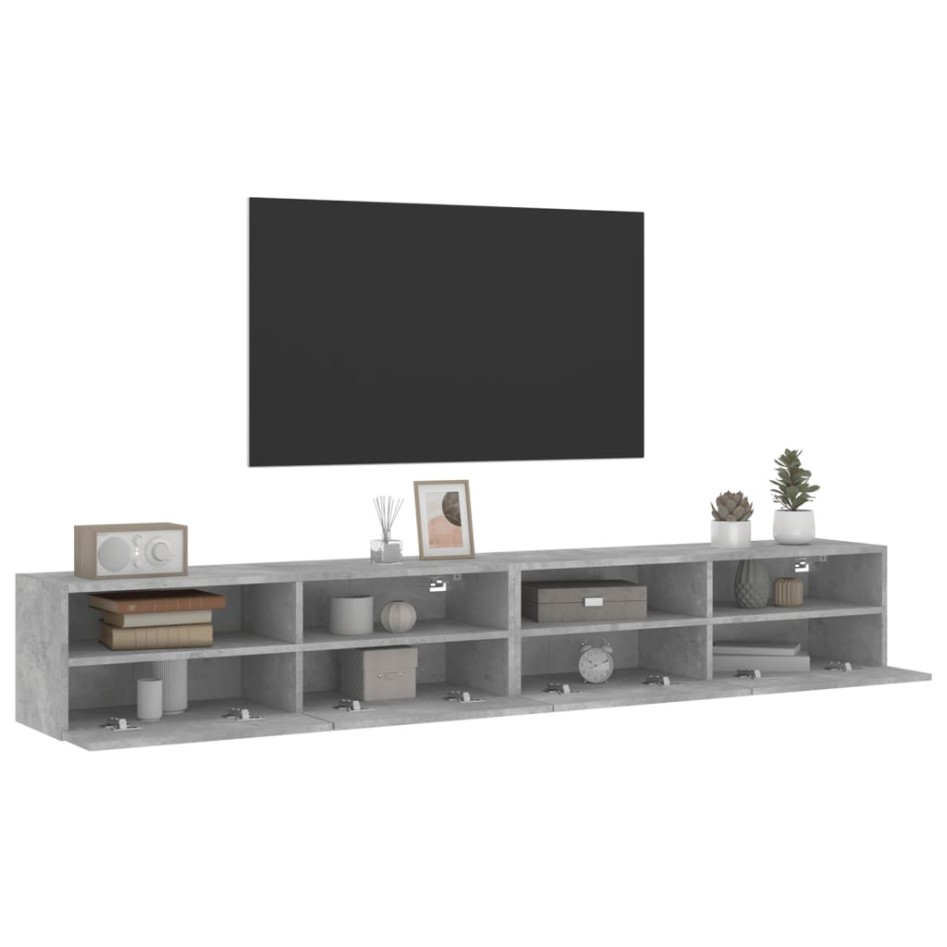 Muebles de pared de TV 2 uds madera gris hormigón 100x30x30