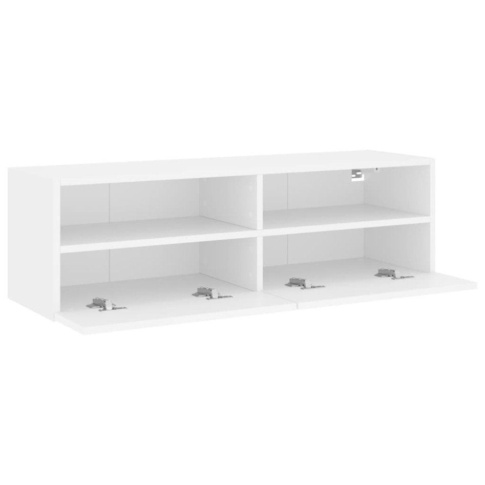 Mueble de pared para TV madera ingeniería blanco 100x30x30