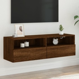 Mueble de pared TV madera ingeniería marrón roble 100x30x30