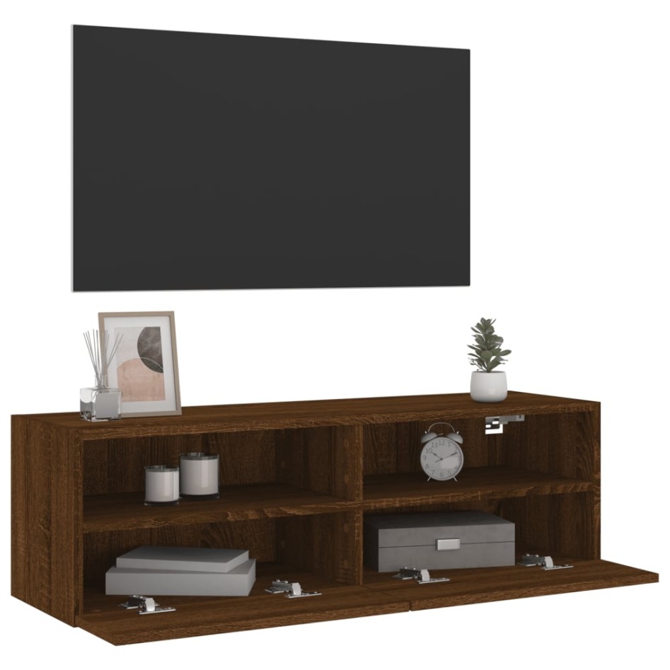 Mueble de pared TV madera ingeniería marrón roble 100x30x30