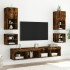 Mesitas de noche de pared con luces LED 2 uds roble