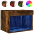 Mesitas de noche de pared con luces LED 2 uds roble