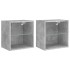 Mesitas de noche de pared con luces LED 2 uds gris