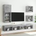 Mesitas de noche de pared con luces LED 2 uds gris