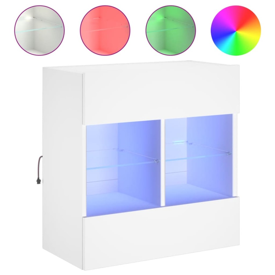 Mueble de TV de pared con luces LED blanco 58,5x30x60,5