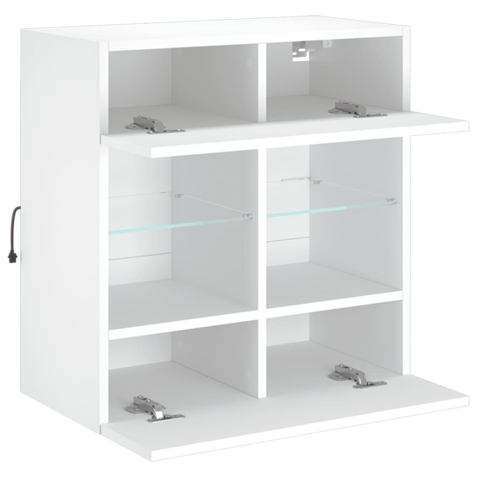Mueble de TV de pared con luces LED blanco 58,5x30x60,5