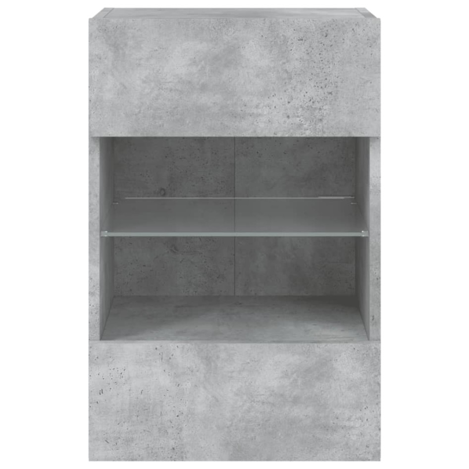Mueble de TV de pared con luces LED gris hormigón 40x30x60,5