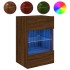 Mueble de TV de pared con luces LED roble marrón 40x30x60,5