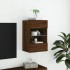 Mueble de TV de pared con luces LED roble marrón 40x30x60,5
