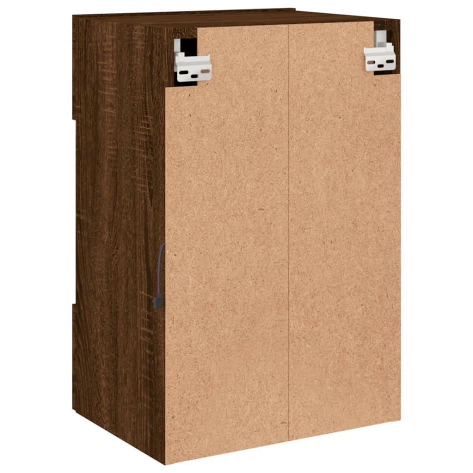 Mueble de TV de pared con luces LED roble marrón 40x30x60,5