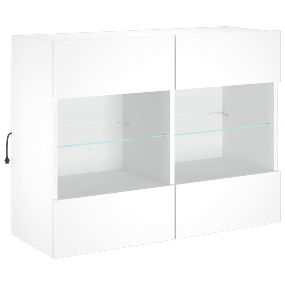 Mueble de TV de pared con luces LED blanco 78,5x30x60,5