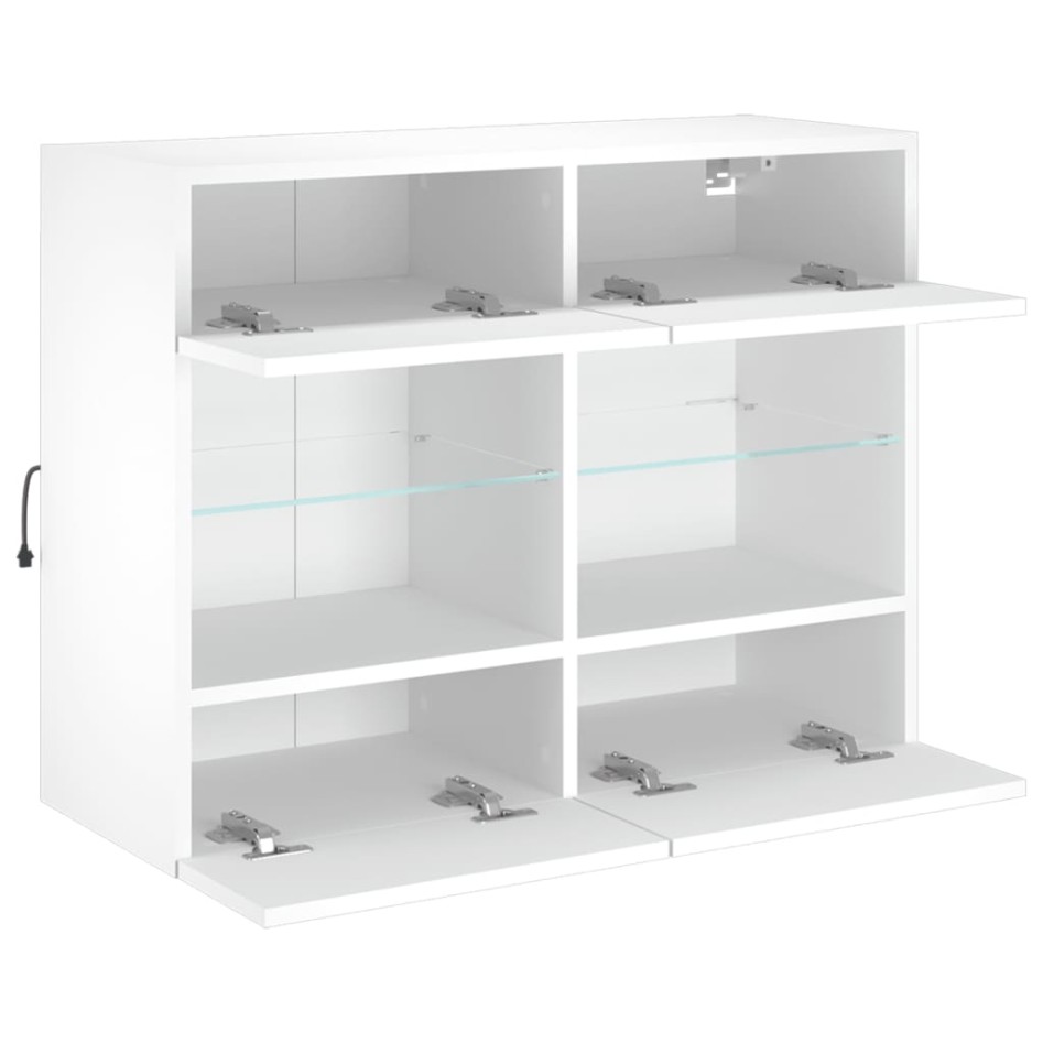 Mueble de TV de pared con luces LED blanco 78,5x30x60,5