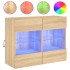 Mueble TV de pared con luces LED roble Sonoma 78,5x30x60,5