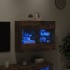 Mueble TV de pared con luces LED roble ahumado 78,5x30x60,5