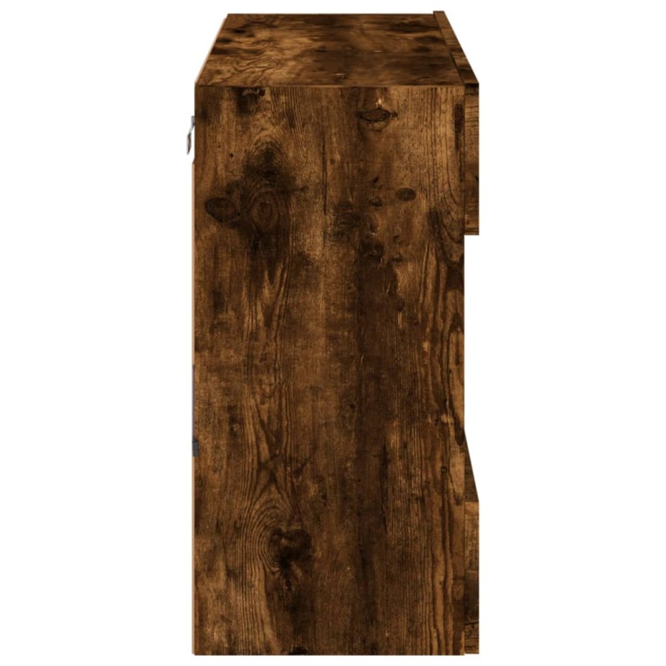 Mueble TV de pared con luces LED roble ahumado 78,5x30x60,5