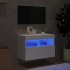 Mueble de TV de pared con luces LED blanco 60x30x40
