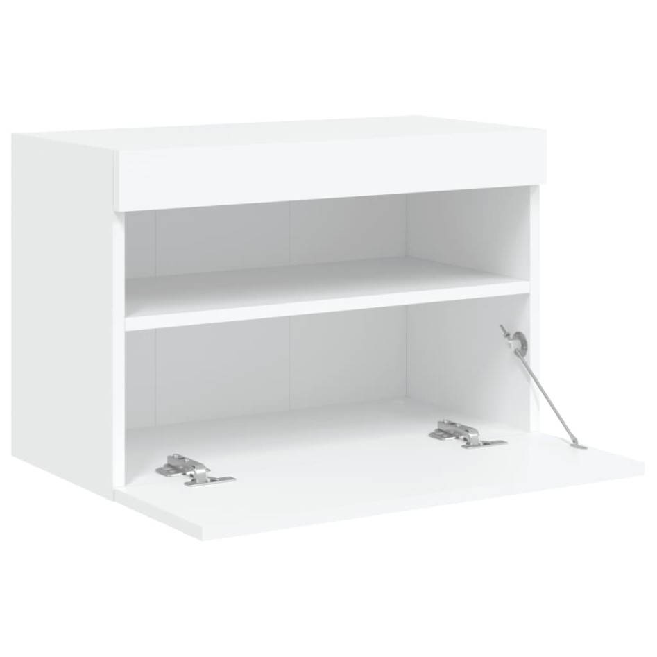 Mueble de TV de pared con luces LED blanco 60x30x40
