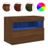 Mueble de TV de pared con luces LED roble marrón 60x30x40