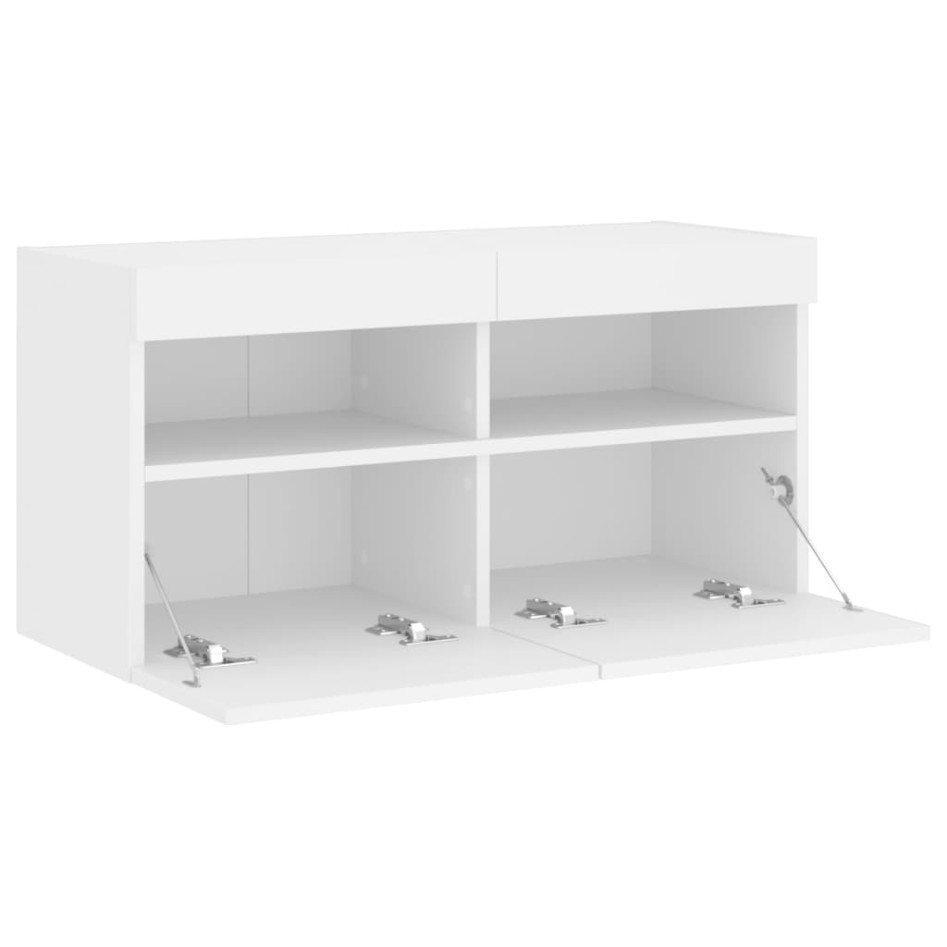 Mueble de TV de pared con luces LED blanco 80x30x40